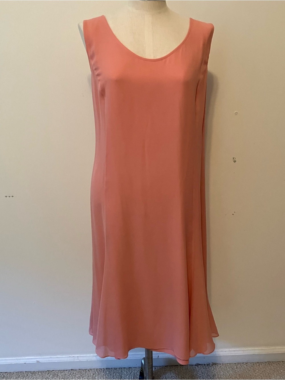 Eileen Fisher XL Pink Tank Midi Dress Crepe Layered Flowy Minimalist Feminine